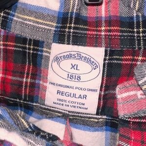Brooks Brothers 1818 The Original Polo Shirt Plaid Regular Fit Cotton Mens XL